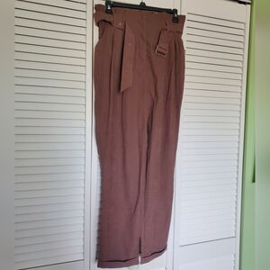 Haute Monde | High-Waisted Brown Paperbag Pants